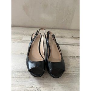 Nine West Jeopardy woman’s black open toe sling back heels size 8.5